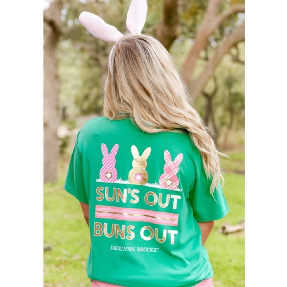 Jadelynn Brooke Suns Out Buns Out short sleeve green tshirt